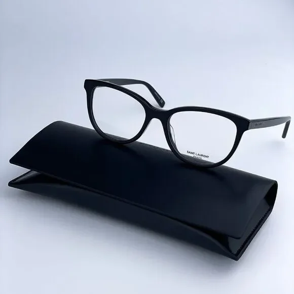 SALE! NEW Saint Laurent SL504 001 Shiny Black Cat Eye Women Eyeglasses - Picture 2 of 12